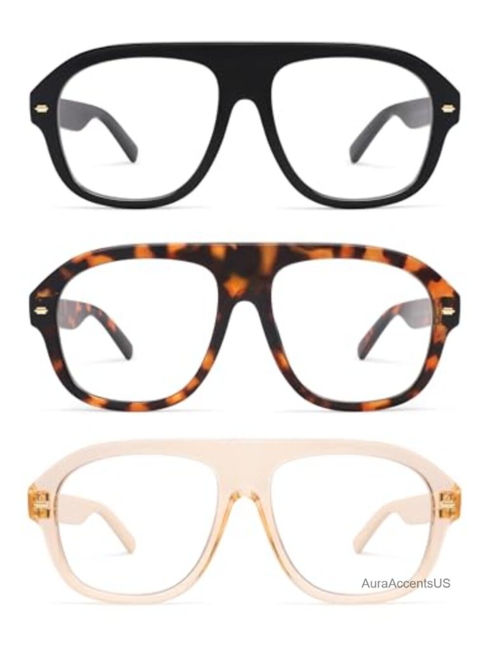 3 Pack Retro Blue Light Blocking Aviator Reading Glasses Oversized Computer